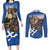 Slovakia Bojnice Castle Couples Matching Long Sleeve Bodycon Dress and Long Sleeve Button Shirt Golden Eagle With Slovak Pattern - Wonder Print Shop