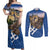 Slovakia Bojnice Castle Couples Matching Off Shoulder Maxi Dress and Long Sleeve Button Shirt Golden Eagle With Slovak Pattern - Wonder Print Shop