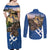 Slovakia Bojnice Castle Couples Matching Off Shoulder Maxi Dress and Long Sleeve Button Shirt Golden Eagle With Slovak Pattern - Wonder Print Shop