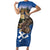 Slovakia Bojnice Castle Family Matching Short Sleeve Bodycon Dress and Hawaiian Shirt Golden Eagle With Slovak Pattern - Wonder Print Shop