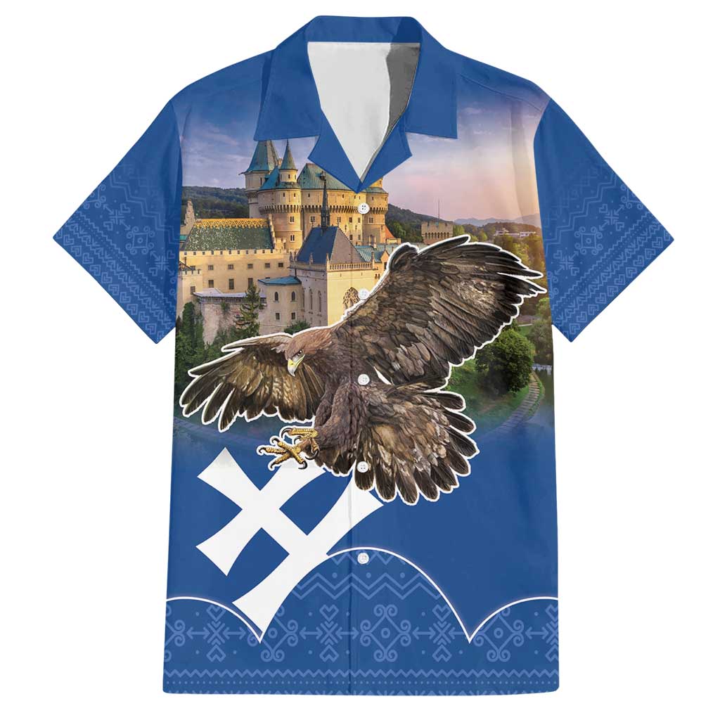 Slovakia Bojnice Castle Hawaiian Shirt Golden Eagle With Slovak Pattern - Wonder Print Shop