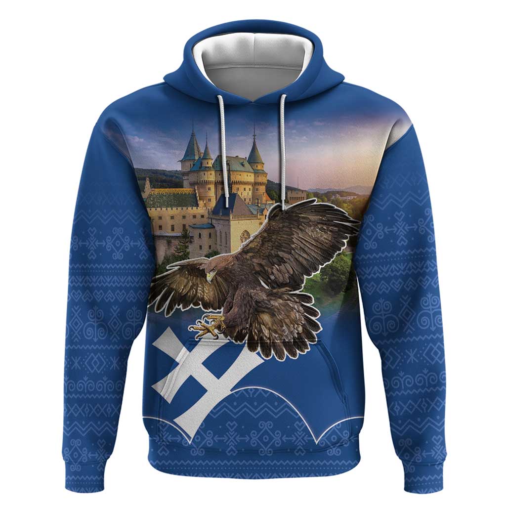 Slovakia Bojnice Castle Hoodie Golden Eagle With Slovak Pattern - Wonder Print Shop