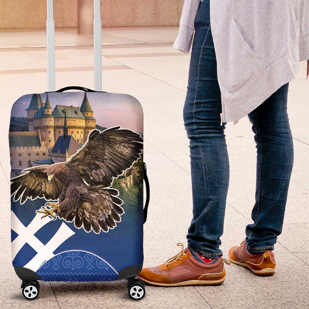 Slovakia Bojnice Castle Luggage Cover Golden Eagle With Slovak Pattern