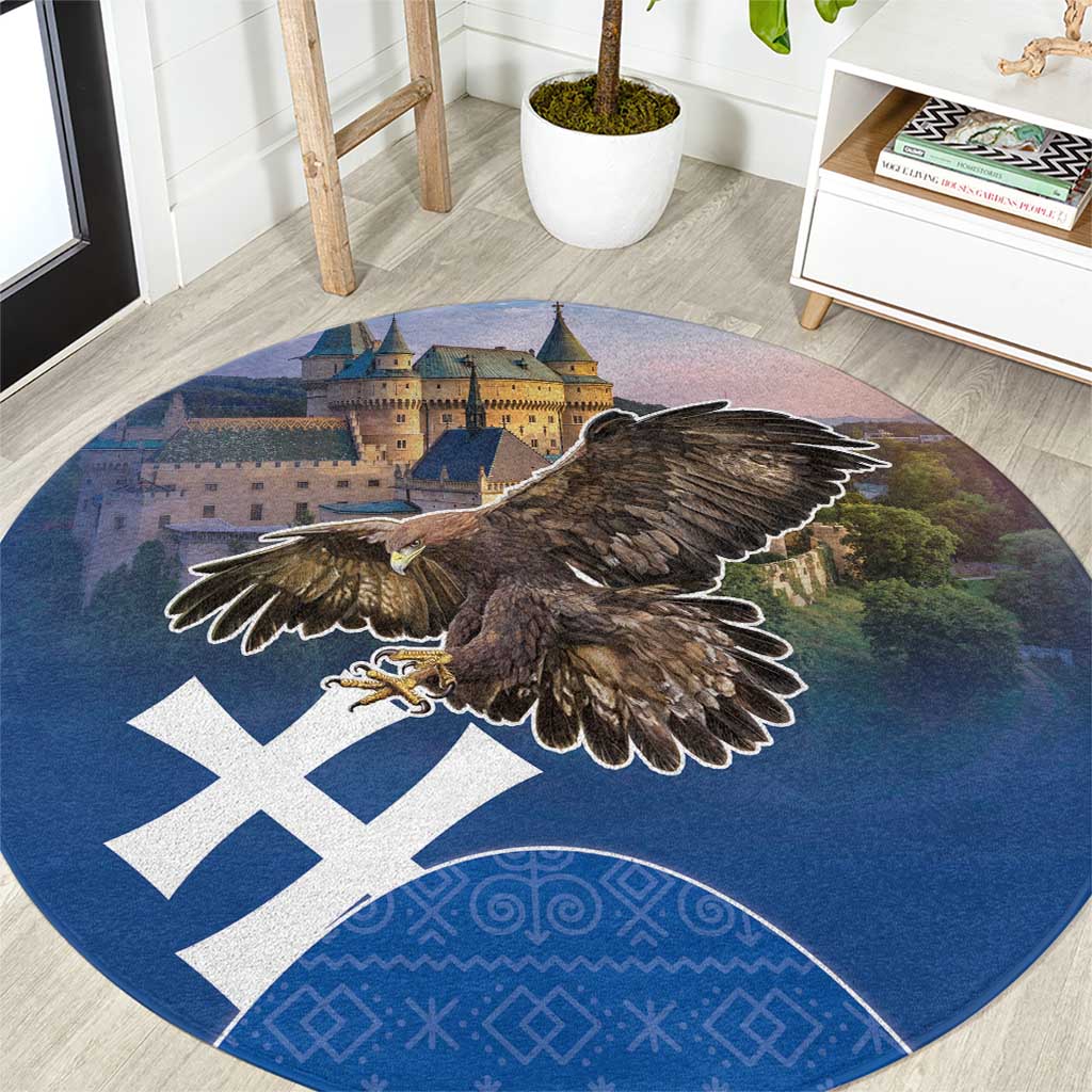 Slovakia Bojnice Castle Round Carpet Golden Eagle With Slovak Pattern