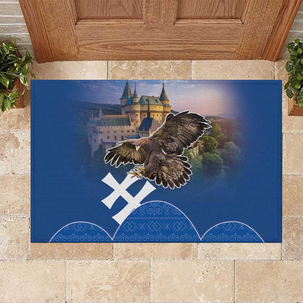 Slovakia Bojnice Castle Rubber Doormat Golden Eagle With Slovak Pattern - Wonder Print Shop