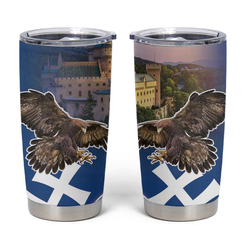 Slovakia Bojnice Castle Tumbler Cup Golden Eagle With Slovak Pattern - Wonder Print Shop