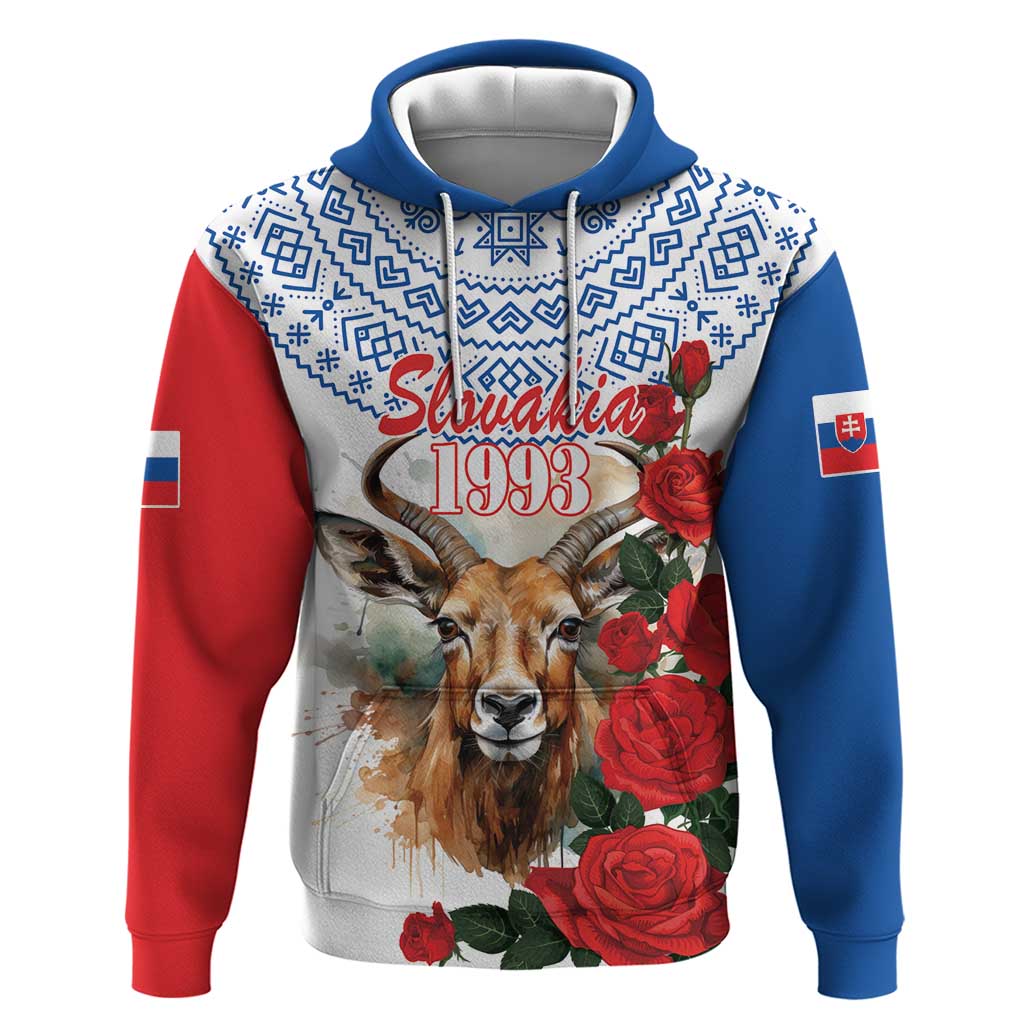 Slovakia Restoration Day 1993 Hoodie Tatra Chamois With Red Rose - Wonder Print Shop