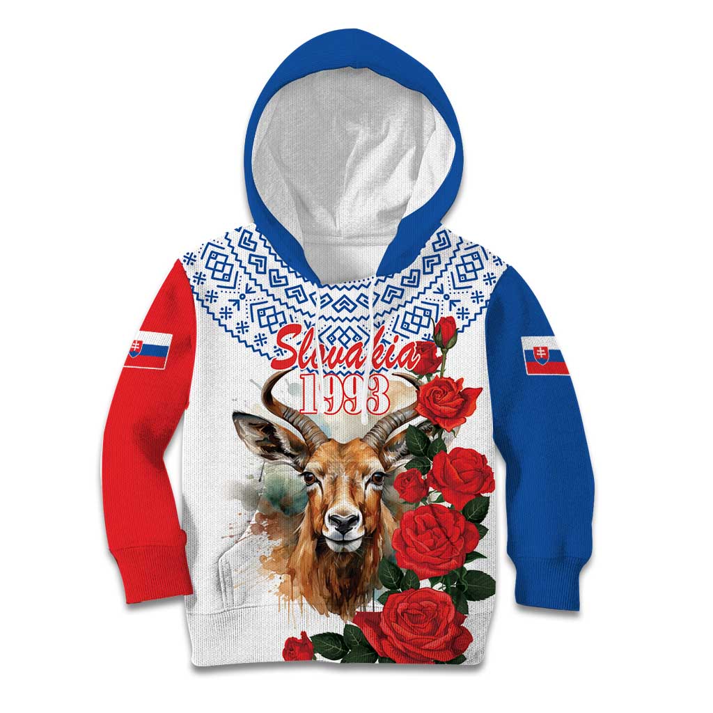 Slovakia Restoration Day 1993 Kid Hoodie Tatra Chamois With Red Rose - Wonder Print Shop