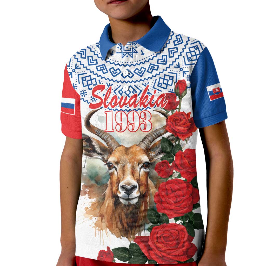 Slovakia Restoration Day 1993 Kid Polo Shirt Tatra Chamois With Red Rose - Wonder Print Shop