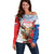 Slovakia Restoration Day 1993 Off Shoulder Sweater Tatra Chamois With Red Rose - Wonder Print Shop