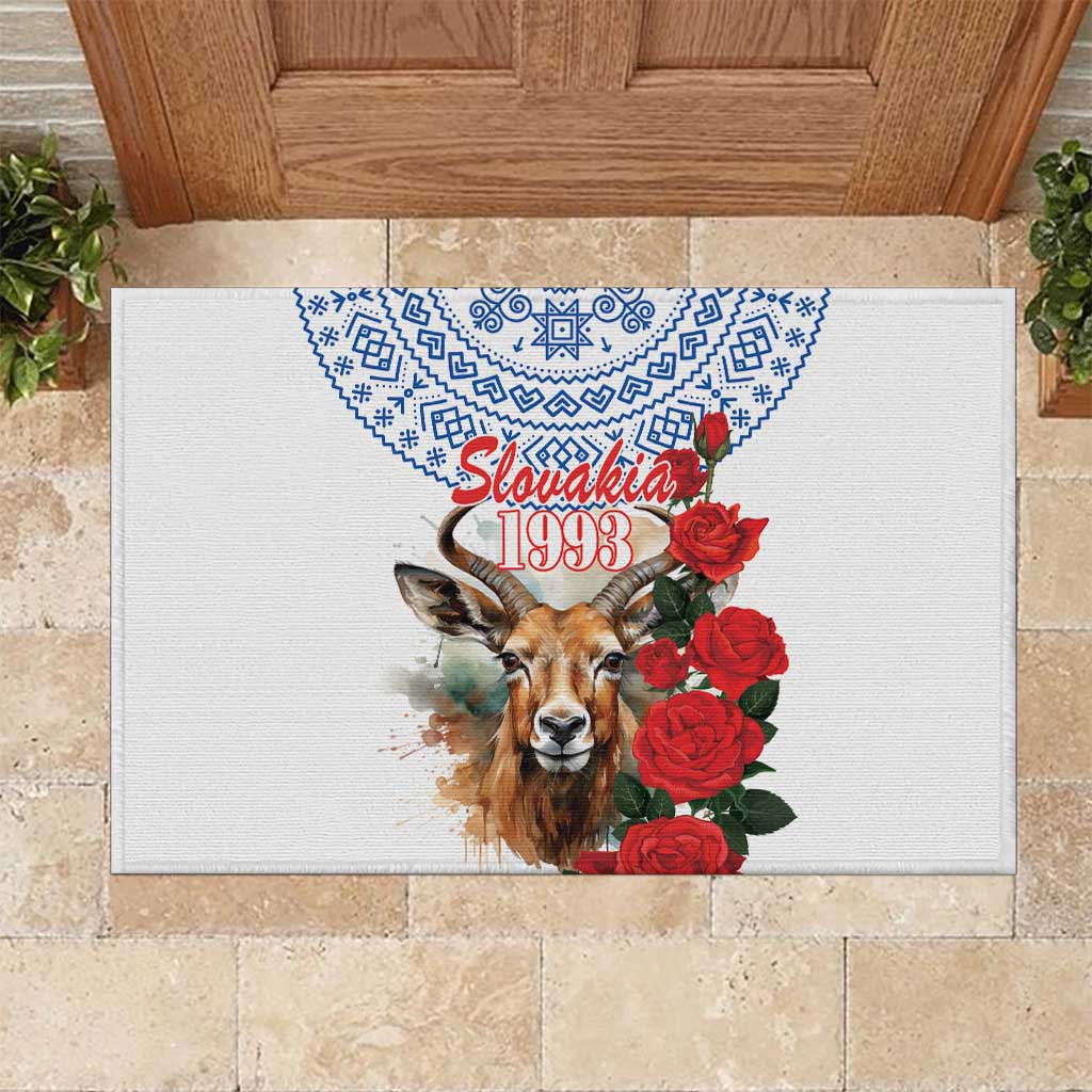 Slovakia Restoration Day 1993 Rubber Doormat Tatra Chamois With Red Rose - Wonder Print Shop