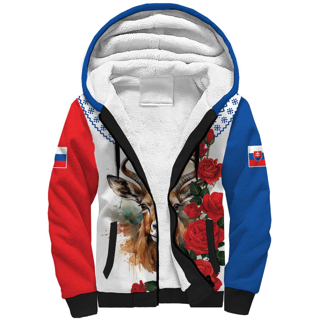 Slovakia Restoration Day 1993 Sherpa Hoodie Tatra Chamois With Red Rose - Wonder Print Shop