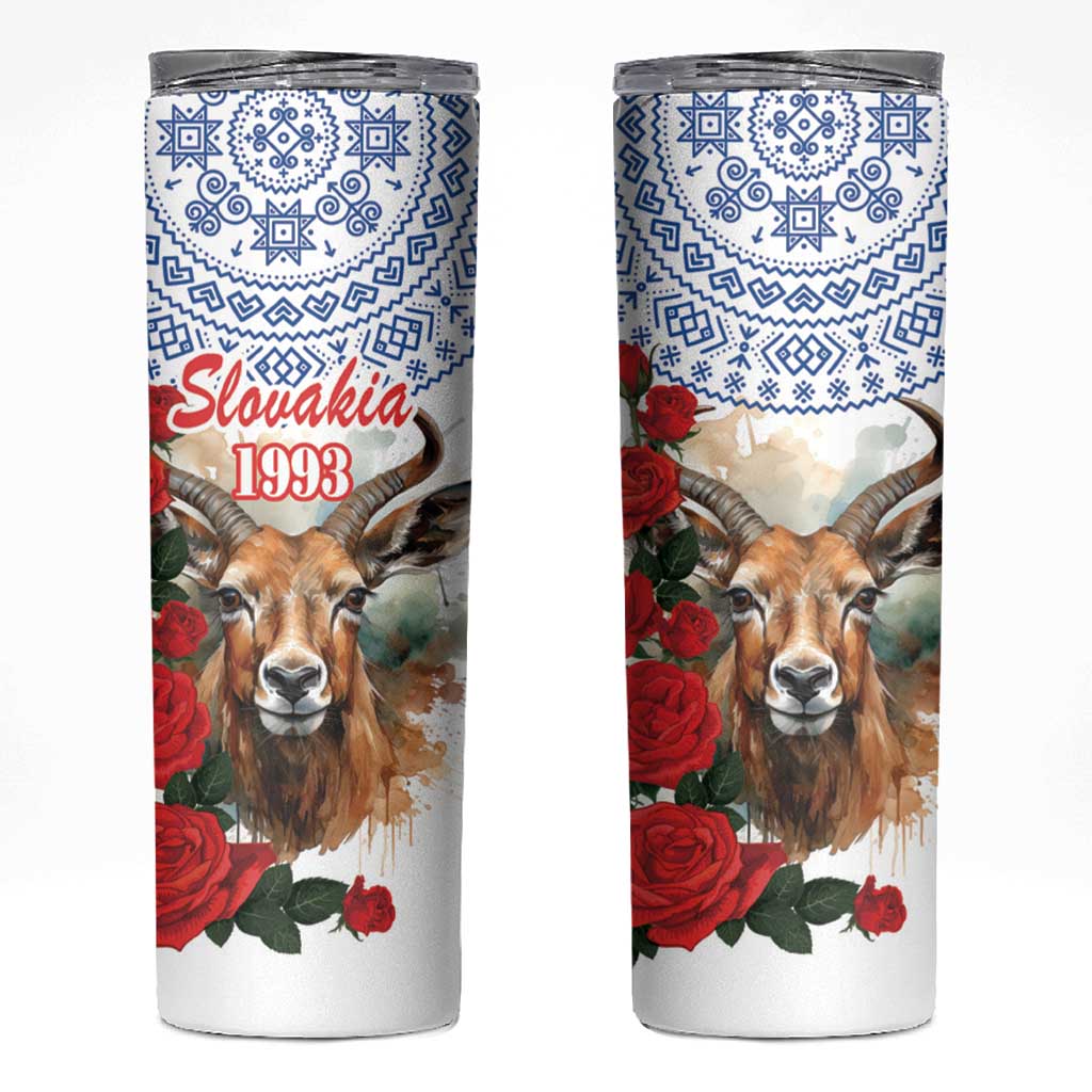 Slovakia Restoration Day 1993 Skinny Tumbler Tatra Chamois With Red Rose - Wonder Print Shop