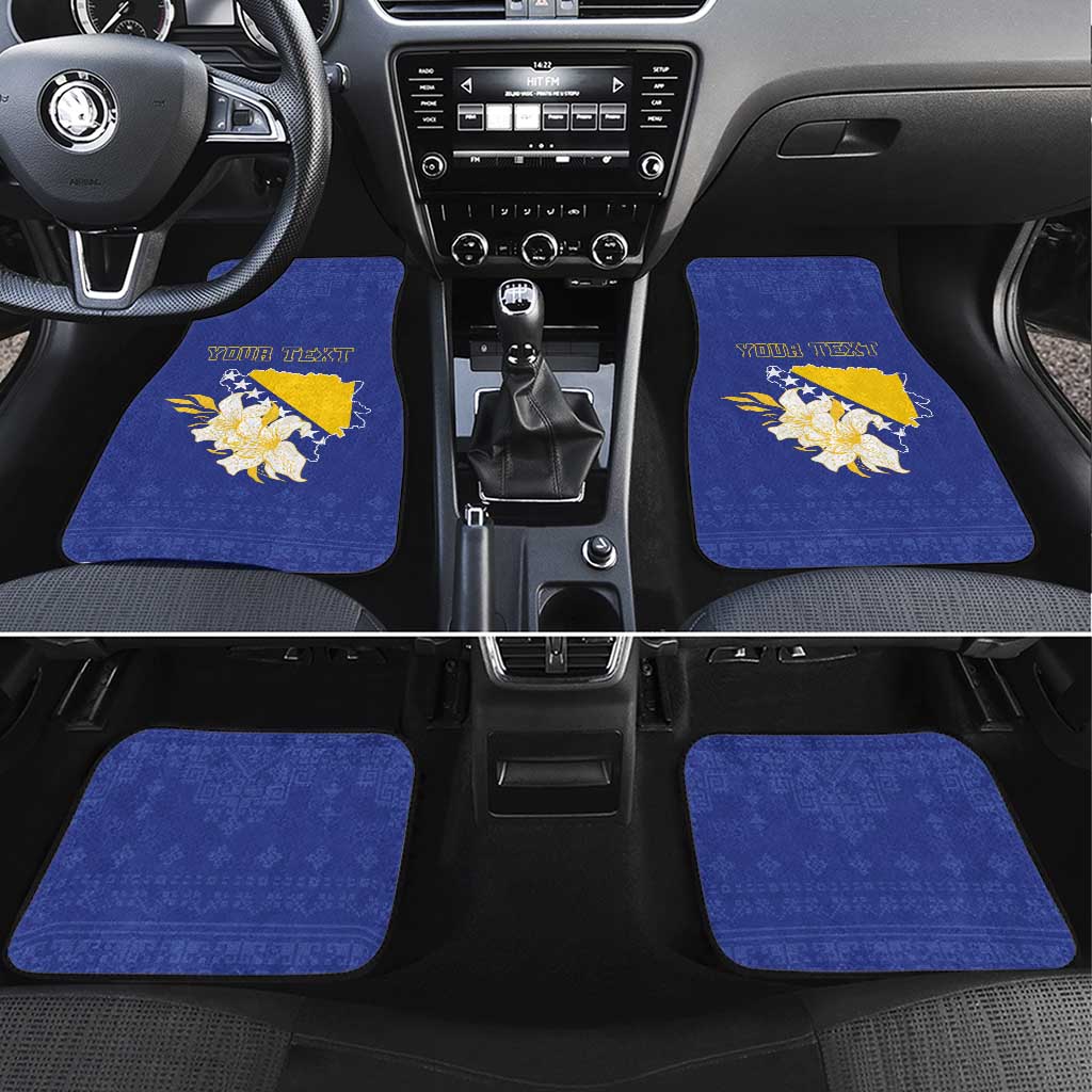 Personalized Bosnia and Herzegovina Independence Day Car Mats Golden Eagle With Lilium Bosniacum