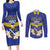 Personalized Bosnia and Herzegovina Independence Day Couples Matching Long Sleeve Bodycon Dress and Long Sleeve Button Shirt Golden Eagle With Lilium Bosniacum