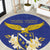 Personalized Bosnia and Herzegovina Independence Day Round Carpet Golden Eagle With Lilium Bosniacum - Wonder Print Shop