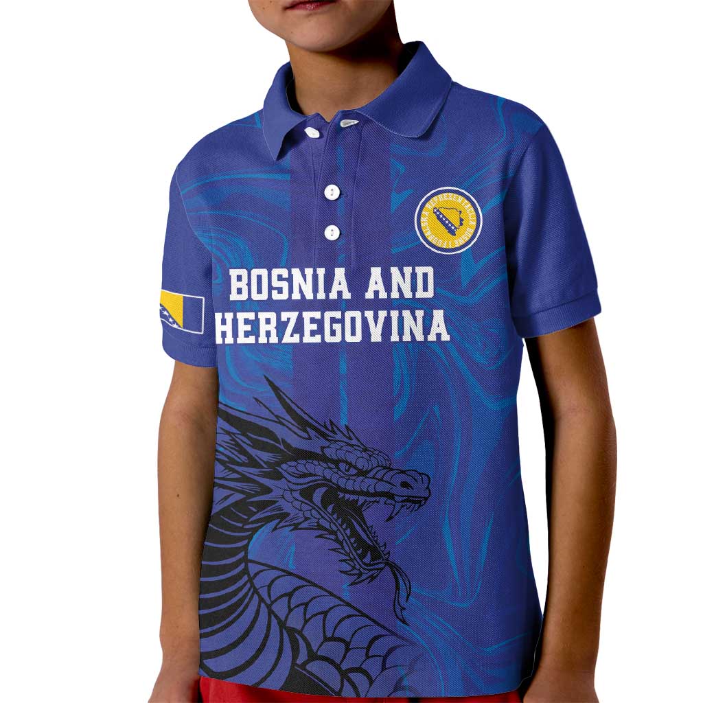 Custom Bosnia and Herzegovina Football Kid Polo Shirt The Dragons Go Champions