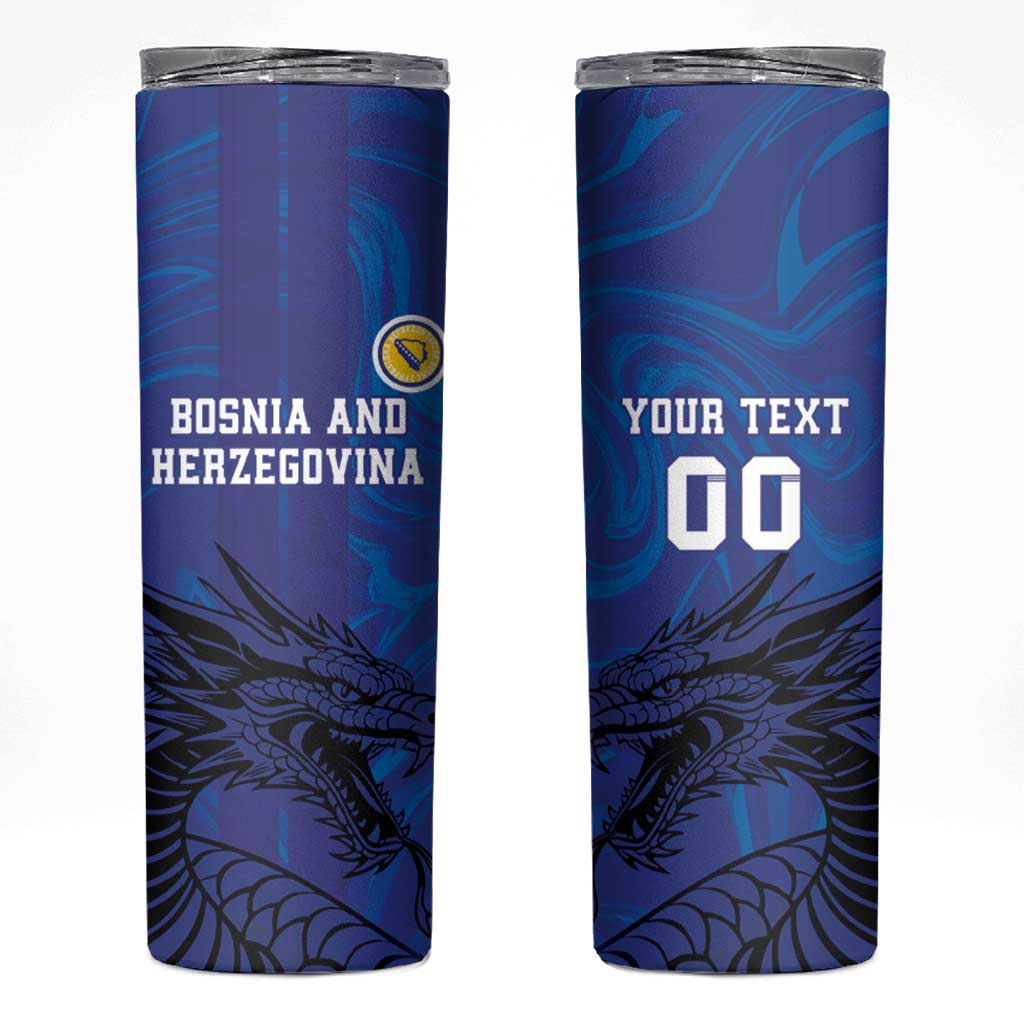 Custom Bosnia and Herzegovina Football Skinny Tumbler The Dragons Go Champions - Wonder Print Shop