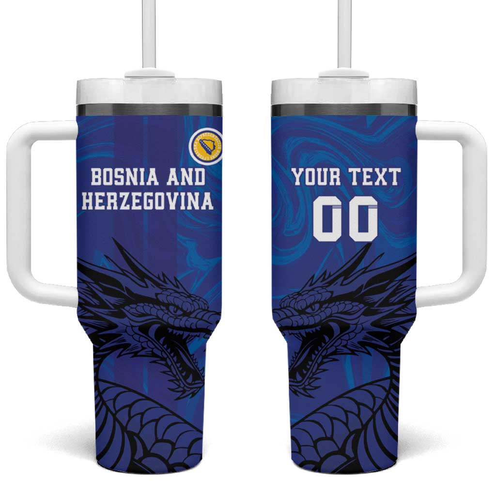 Custom Bosnia and Herzegovina Football Tumbler With Handle The Dragons Go Champions - Wonder Print Shop