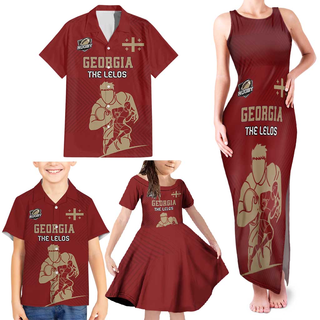 Custom Georgia Rugby Family Matching Tank Maxi Dress and Hawaiian Shirt The Lelos Go Champions