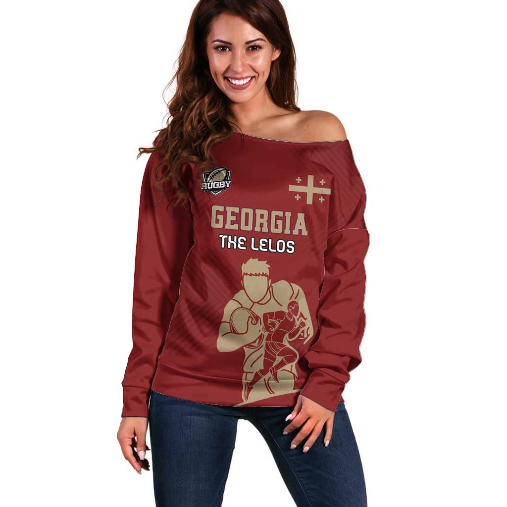 Custom Georgia Rugby Off Shoulder Sweater The Lelos Go Champions - Wonder Print Shop