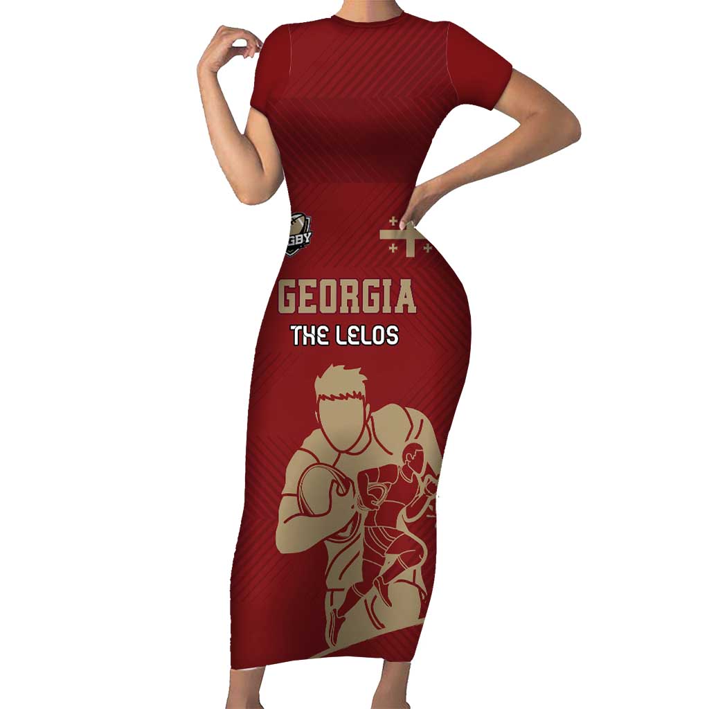 Custom Georgia Rugby Short Sleeve Bodycon Dress The Lelos Go Champions - Wonder Print Shop