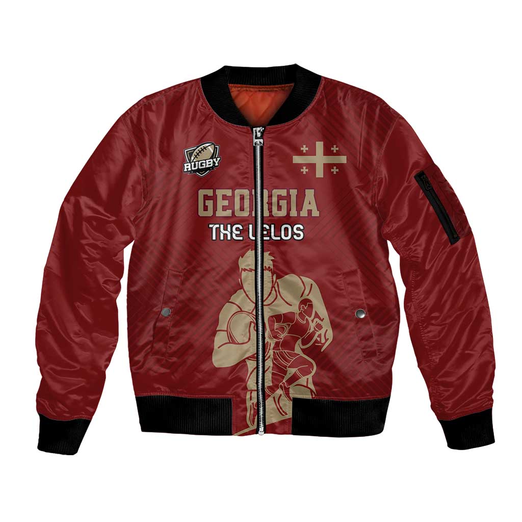 Custom Georgia Rugby Sleeve Zip Bomber Jacket The Lelos Go Champions - Wonder Print Shop