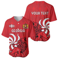 Red baseball jersey set showing front with Georgia and back with "YOUR TEXT"