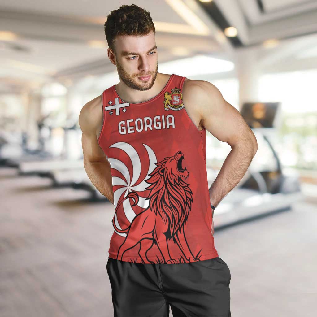 Personalized Georgia Men Tank Top Lion Borjgali - Wonder Print Shop