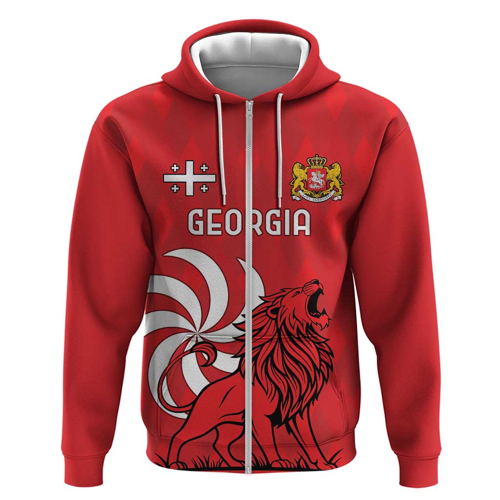 Personalized Georgia Zip Hoodie Lion Borjgali - Wonder Print Shop