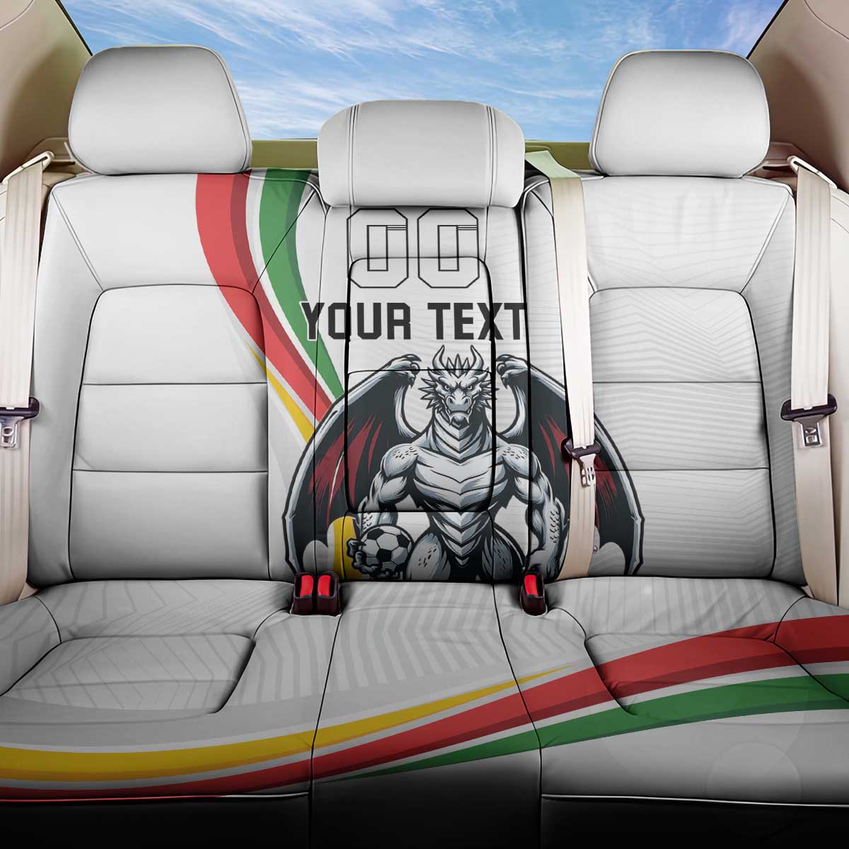 Custom Portugal Football Back Car Seat Cover A Selecao das Quinas Dragon Mascot