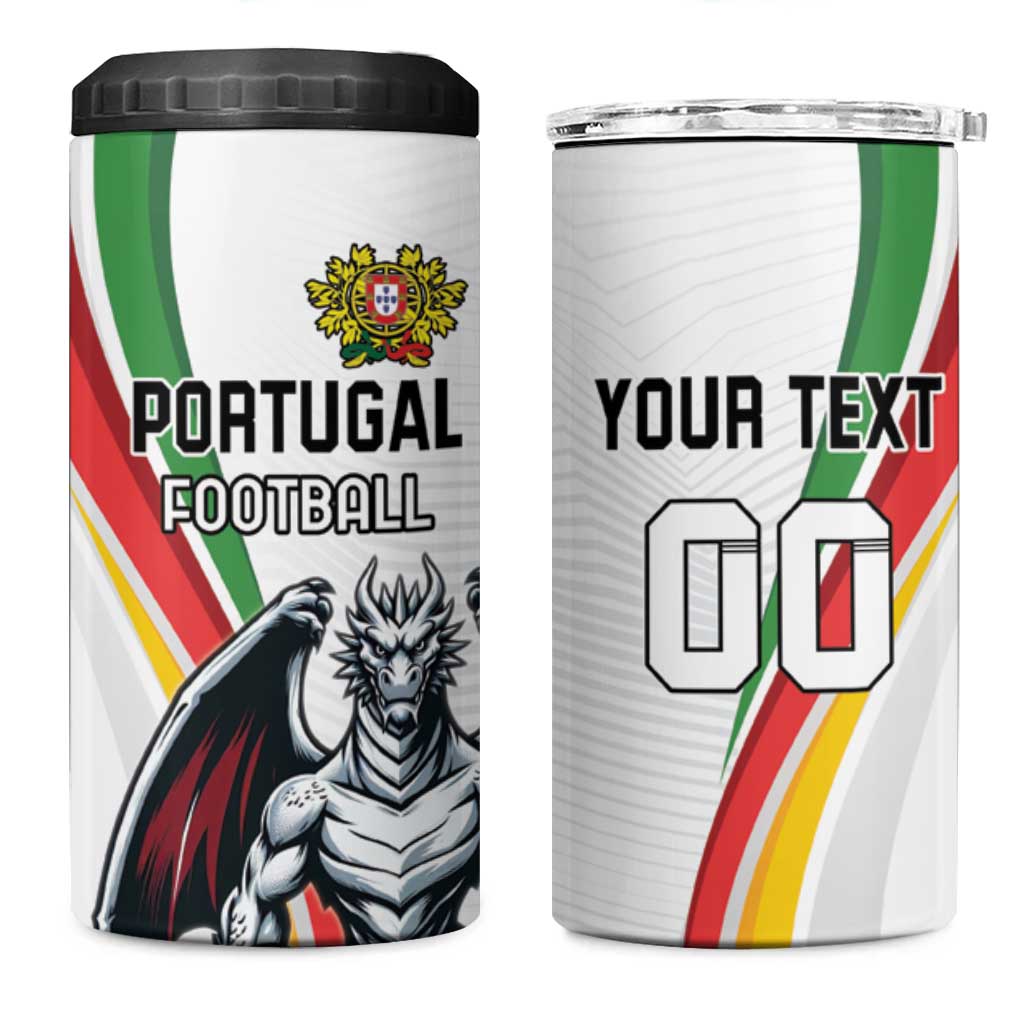 Custom Portugal Football 4 in 1 Can Cooler Tumbler A Selecao das Quinas Dragon Mascot