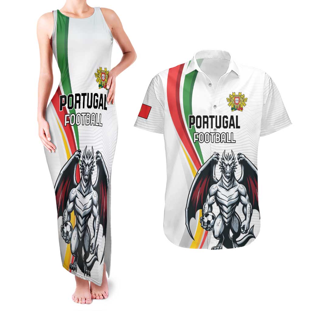 Custom Portugal Football Couples Matching Tank Maxi Dress and Hawaiian Shirt A Selecao das Quinas Dragon Mascot