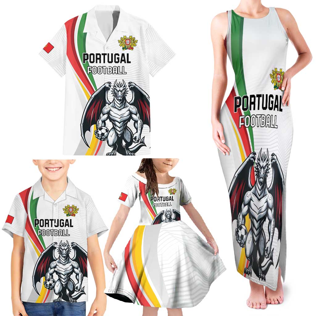 Custom Portugal Football Family Matching Tank Maxi Dress and Hawaiian Shirt A Selecao das Quinas Dragon Mascot