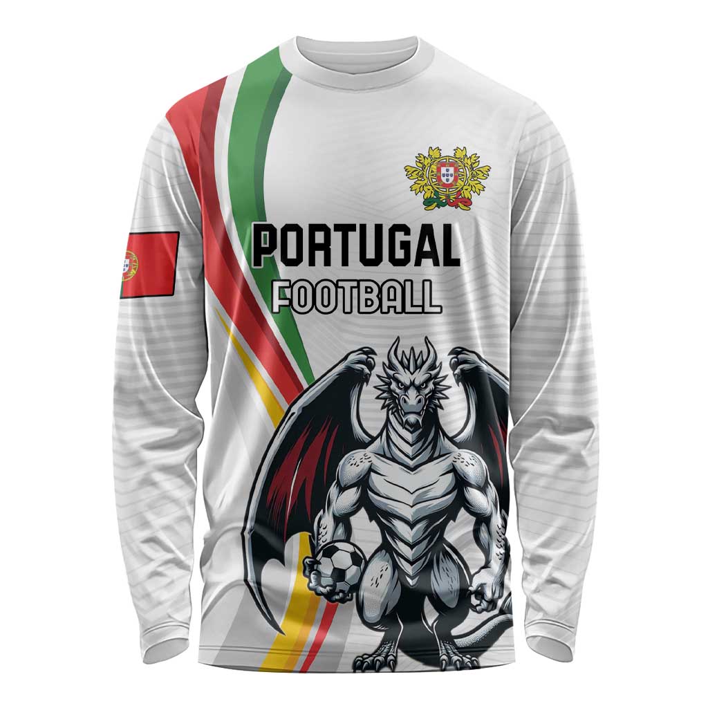 Custom Portugal Football Long Sleeve Shirt A Selecao das Quinas Dragon Mascot