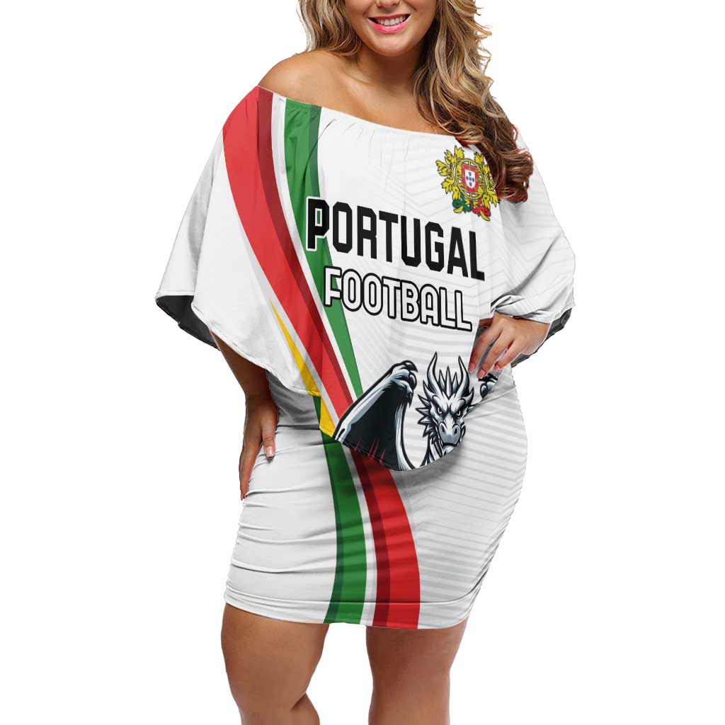 Custom Portugal Football Off Shoulder Short Dress A Selecao das Quinas Dragon Mascot