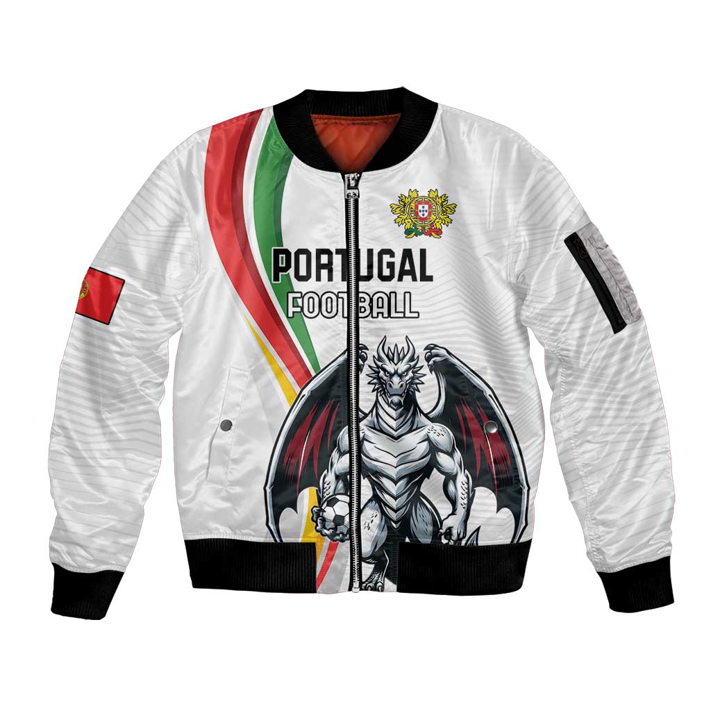 Custom Portugal Football Sleeve Zip Bomber Jacket A Selecao das Quinas Dragon Mascot