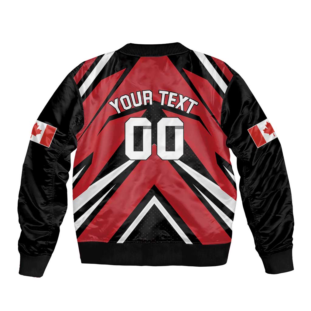 Custom Canada Hockey Bomber Jacket Black Bear Playing Ice Hockey