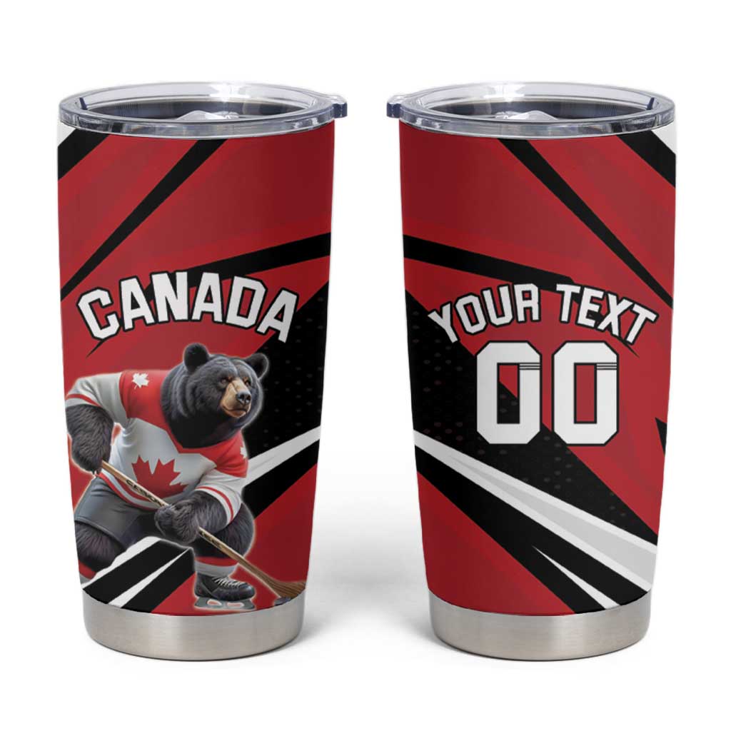 Custom Canada Hockey Tumbler Cup Black Bear Playing Ice Hockey