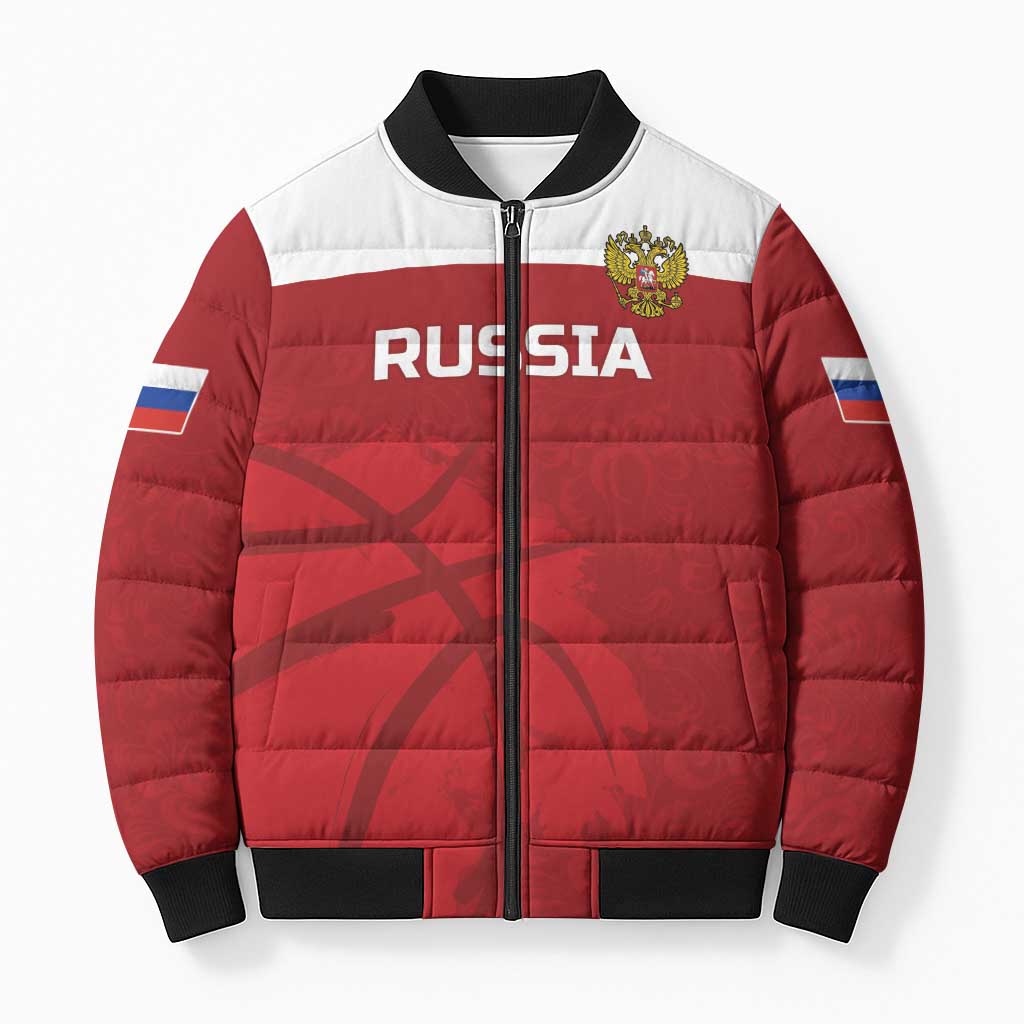 Russia Basketball Custom Bomber Puffer Jacket Go Champion - Wonder Print Shop