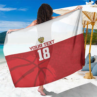 Custom basketball sarong, red and white with bold number 18 design