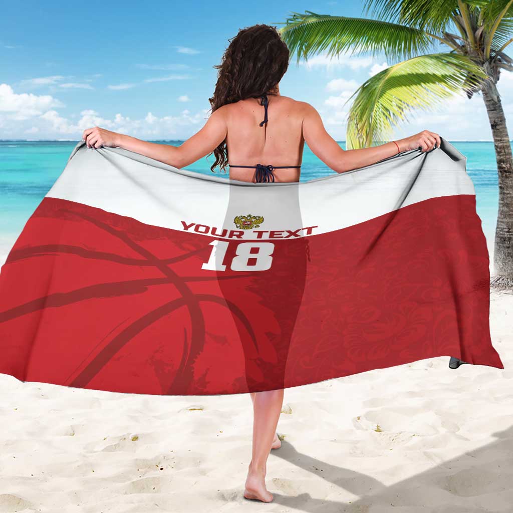 Custom basketball sarong, red and white stripes with number 18 on front