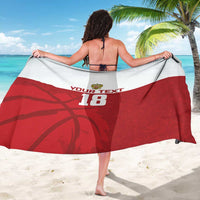 Custom basketball sarong, red and white stripes with number 18 on front