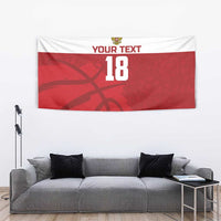 Custom basketball tapestry with red-and-white basketball graphic and large "18"