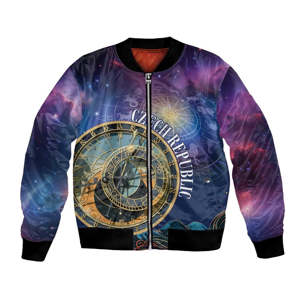 Czech Republic Astronomical Clock Bomber Jacket Zodiac Signs In Space - Wonder Print Shop