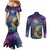 Czech Republic Astronomical Clock Couples Matching Mermaid Dress and Long Sleeve Button Shirt Zodiac Signs In Space