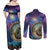 Czech Republic Astronomical Clock Couples Matching Off Shoulder Maxi Dress and Long Sleeve Button Shirt Zodiac Signs In Space - Wonder Print Shop