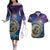 Czech Republic Astronomical Clock Couples Matching Off The Shoulder Long Sleeve Dress and Hawaiian Shirt Zodiac Signs In Space - Wonder Print Shop