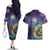 Czech Republic Astronomical Clock Couples Matching Off The Shoulder Long Sleeve Dress and Hawaiian Shirt Zodiac Signs In Space - Wonder Print Shop