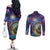 Czech Republic Astronomical Clock Couples Matching Off The Shoulder Long Sleeve Dress and Long Sleeve Button Shirt Zodiac Signs In Space